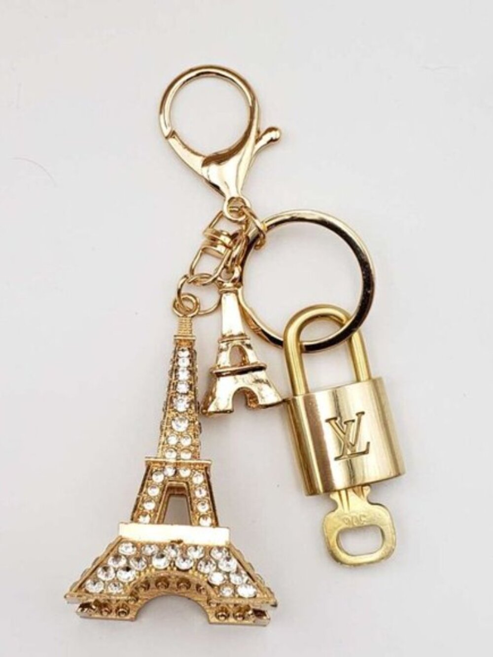 Authentic Louis Vuitton Padlock Gold 🔒 Key Set + Unbranded Keychain Charm - Picture 4 of 8